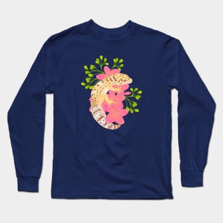 Leopard Gecko, Bell Albino, and Frangipani Flowers Long Sleeve T-Shirt